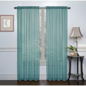 Regal Home Collections Turquoise Premium Semi Sheer Voile Curtain Pair - 52 in. W x 84 in. L