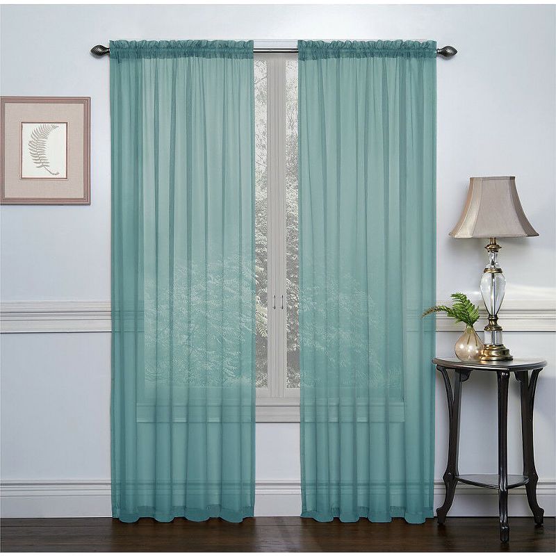 Regal Home Collections Turquoise Premium Semi Sheer Voile Curtain Pair - 52 in. W x 84 in. L, 1 of 2