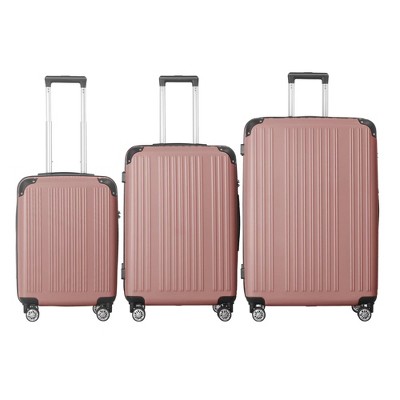 MAYEERTY 3-Piece Lightweight ABS Hardshell Luggage Set Durable Travel Suitcases Durable Travel Suitcases with Spinner Wheels, TSA Lock, Brown