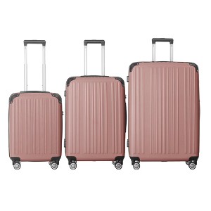 MAYEERTY 3-Piece Lightweight ABS Hardshell Luggage Set Durable Travel Suitcases Durable Travel Suitcases with Spinner Wheels, TSA Lock, Brown - 1 of 4