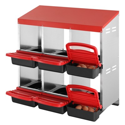 VEVOR Chicken Nest Box, 6-Compartment, 30 to 45 in Stable & Corrosion-Resistant Metal Nesting Boxes with Inclined Nesting Boxes, Bottom Holes