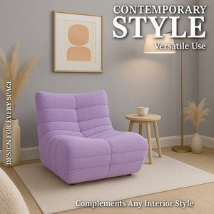 Modern Accent Chair for Living Room – Comfy Upholstered Armchair with High-Density Cushion – Chair for Bedroom, Apartment Seating - Teddy Pink - 1 of 4