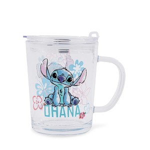 Silver Buffalo Disney Lilo & Stitch "Ohana" Glass Mug With Lid | Holds 14 Ounces - 1 of 4
