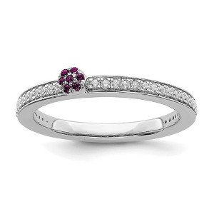 Black Bow Jewelry 14k White Gold, Rhodolite Garnet & 1/8 Ctw Diamond Stackable Ring - 1 of 4
