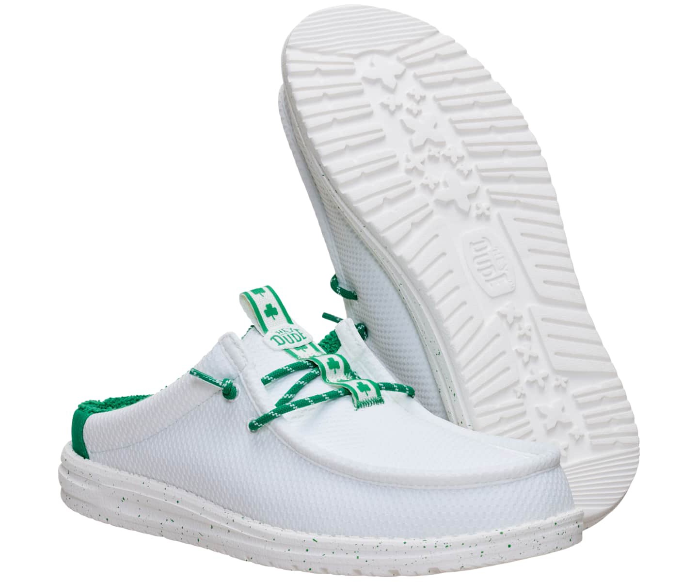 HEYDUDE Men Wally Slip Shamrock, White/Green, 10, цвет: Белый — фото 4