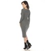 White Mark Women's Long Sleeve Rib Midi Sweater Dress - 3 of 4