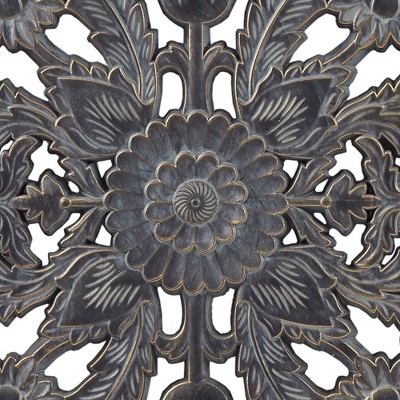 Bronze and Silver Botanical Carved Wood Wall Decor Set, 2-Piece