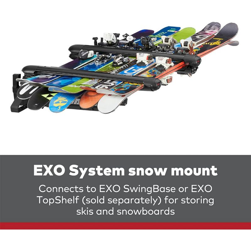 Yakima EXO SnowBank 5 Ski or 4 Snowboard Universal Car Mount Travel Roof Rack with Double Joint Hinge, SKS Lock, and 1 Button Access, Black, 5 of 8