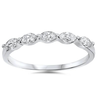 Pompeii3 1/2ct Marquise Diamond Five Stone Wedding Ring 14k White Gold ...