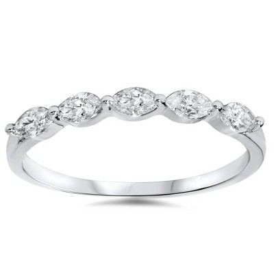 Pompeii3 1/2ct Marquise Diamond Five Stone Wedding Ring 14K White Gold