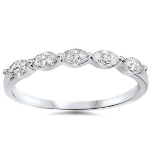 Pompeii3 1/2ct Marquise Diamond Five Stone Wedding Ring 14K White Gold - 1 of 4
