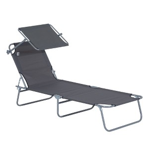 PAGED Adjustable Folding Chaise Lounge Beach Chairs for Adults with Sun Shade for Yard, Beach, Hiking, Picnics, Balcony, Gray - 1 of 4