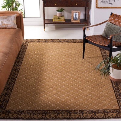 Beige Hand-Knotted Easy Care Wool Blend Area Rug
