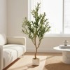Orieon 4FT Artificial Olive Tree with Silk Leaves, 20 Fruits, Natural Wood Trunk, Adjustable Stems, Indoor Outdoor Planter - 3 of 4