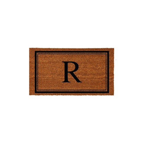 Evergreen Monogram Indoor Outdoor 100% Natural Coir Doormat 28" x 16" |  Letter  "R" - image 1 of 3