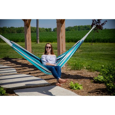 Surfside Blue and White Striped Acrylic Double Hammock