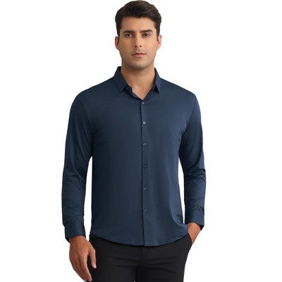 INSPIRE CHIC Men's Long Sleeve Button Down Solid Color Business Dress Shirt