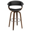 Ecru Swivel Bar Stool with Faux Leather Upholstery and Wood Legs, Ideal for Home Bars - 3 of 4