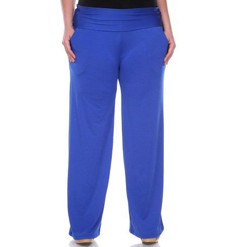 Women's Plus Size Solid Palazzo Pants Royal Blue 2X - White Mark