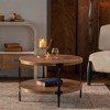HDZNVF Round Coffee Table Handcrafted Relief Sturdy Pedestal Wooden - 3 of 4