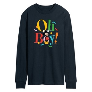Men's - Disney - Mickey Oh Boy Long Sleeve Graphic T-Shirt - 1 of 3