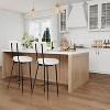 Modern Upholstered Bar Stools Set of 2, Round Seat, Comfortable Footrest, Soft Fabric, High Back, for Living Room, Bedroom and Small Spaces - 2 of 4