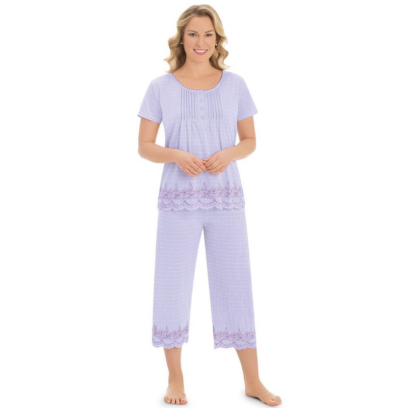 Collections Etc Embroidered Border Pajama Set, 1 of 5