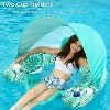 Jasonwell Large Rose Pool Float with Canopy, Inflatable Adult Pool Chair Lounge with Cup Holders, Floating Water Chair for Swimming & Parties - 2 of 4