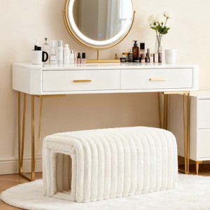 TiramisuBest Storage Ottoman Corduroy Bench Cat's Nest 3D Lamb Fleece Ottoman Oval Storage Bench Multi Functional Ottoman Seat Living Room - 1 of 4