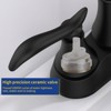 DOMETOUR Bathroom Faucet Matt Black with Pop-up Drain & Supply Hoses 2-Handle 360 Degree High Arc Swivel Spout Centerset 4 Inch Vanity Sink Faucet - 3 of 4