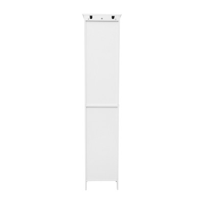 White Engineered Wood Bathroom Linen Tower with Adjustable Shelves