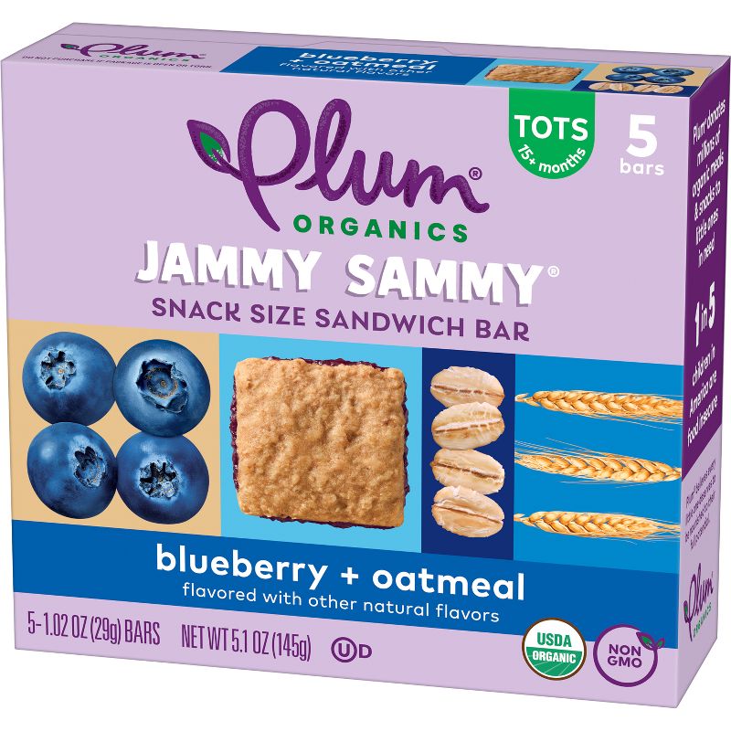 Plum Organics Jammy Sammy Snack Bars - Blueberry and Oatmeal - 1.02oz/5ct, 5 of 14