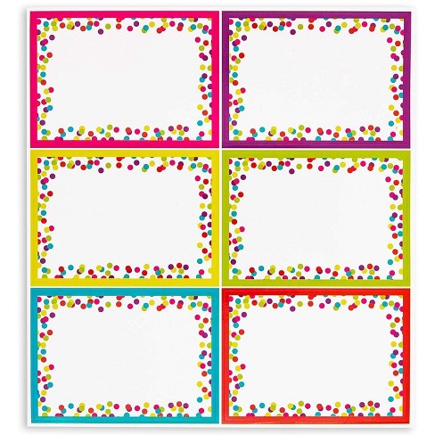 144 Pack Colorful Name Stickers 3 5x2 5 Inches 6 Assorted Colors Labels With Polka Dot Confetti Target