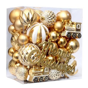 65 Pcs Christmas Balls, Plastic Christmas Plastic Decorative Baubles, Shatterproof Xmas Tree Ornaments Set Hanging Balls, - 1 of 4