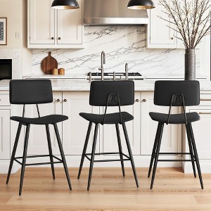 Arceso 24.5" Counter Height Bar Stools Set, Faux Leather Upholstered Barstools, - 1 of 4