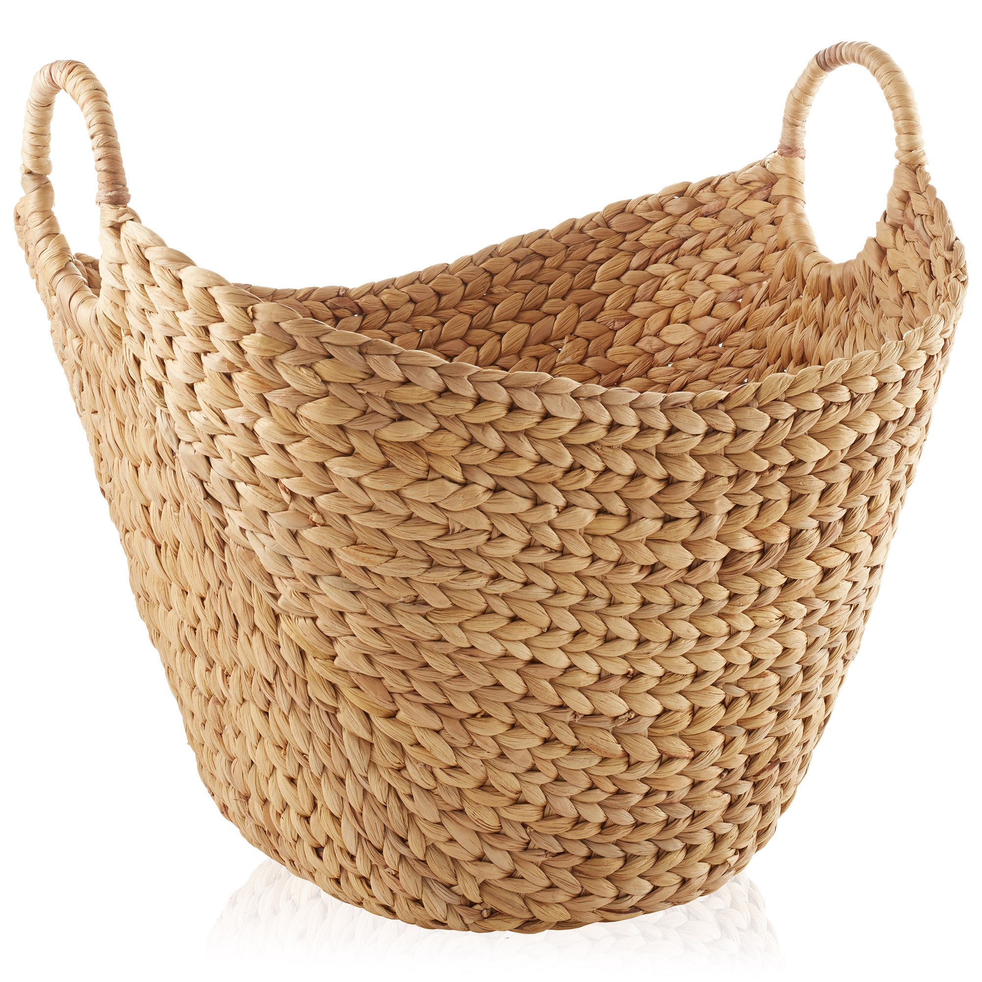 Casafield Large Boat Basket with Handles - Natural, Water Hyacinth Woven Storage Tote for Blankets, Laundry, Bathroom, Bedroom, Living Room