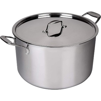 16 Quart Polished Stainless Steel Stock Pot with Lid