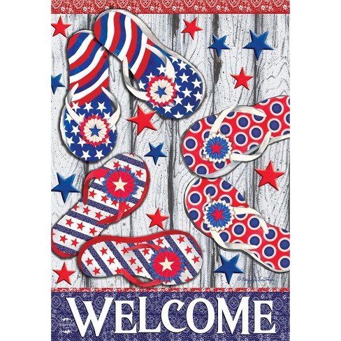 Freedom Flip Flops Summer House Flag Patriotic 28" x 40" Briarwood Lane - image 1 of 4