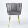 Grey 2-piece set of modern dining chairs with comfortable velvet backrests - 4 of 4