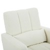 Kumasinova Modern Plush Teddy Accent Rocking Chair with Rubberwood Frame,Ultimate Comfort,Cream White Rocker Armchair for Living Room,300lbs Max - 4 of 4