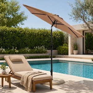 bendable patio umbrella Crestlive Products 10 ft. Square Outdoor Offset Umbrella in Dark Gray 360  Rotation Patio Cantilever Umbrella with 350 lbs. Wheeled Base