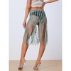 Allegra K Women's Crochet Summer Beach Swimsuit Tassel Cover-Up Skirt - 4 of 4