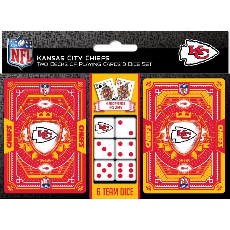 MasterPieces Officially Licensed NFL Kansas City Chiefs 2-Pack Playing cards & Dice set for Adults, 1 of 6