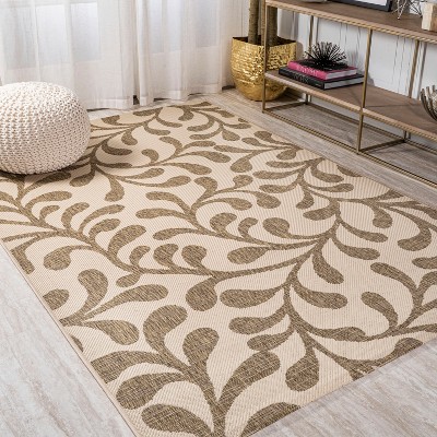 Classic Vine Pattern Brown/Beige 3' x 5' Synthetic Outdoor Rug
