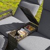 Whisen Patio Recliner Loveseat Chair, Adjustable Backrest Wicker Outdoor Lounge Chair Set with Acacia Wood Armrests and Built-in Storage Table - 3 of 4