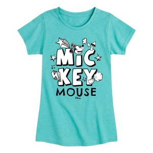 Girls' - Disney - Mickey Mouse Doodle Fitted Short Sleeve Graphic T-Shirt - 1 of 4