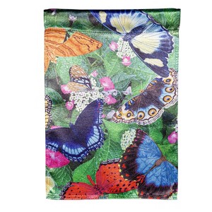 Evergreen Hello Butterflies Lustre Garden Flag 12 x 18 Inches Indoor Outdoor Decor - 1 of 1