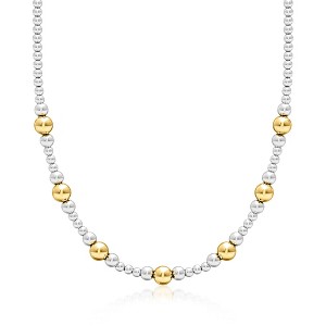 Ross-Simons Italian Sterling Silver and 18kt Gold Over Sterling Graduated Bead Necklace - 1 of 4