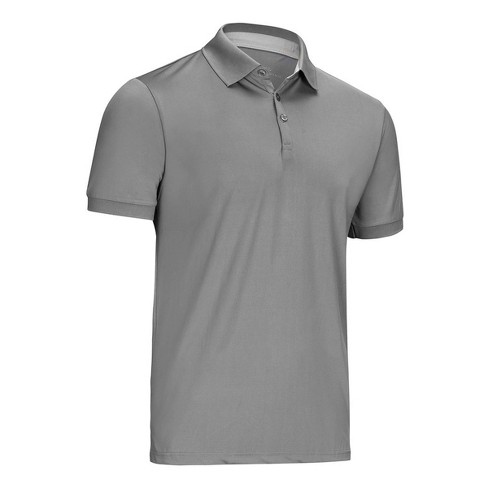 MIER Men Polo Shirts Ultra-Soft Cotton Golf Collared Shirts, Heather Black / M