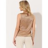 Allegra K Women's Satin Round Neck Sleeveless Work Office Pleated Blouse - 4 of 4